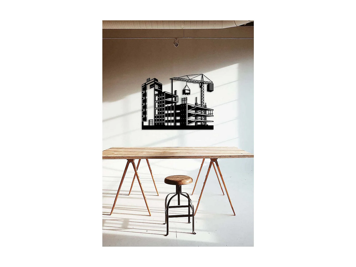 Décoration en Métal Constructions, Noir, 60x0,15x47 cm, EPIKASA