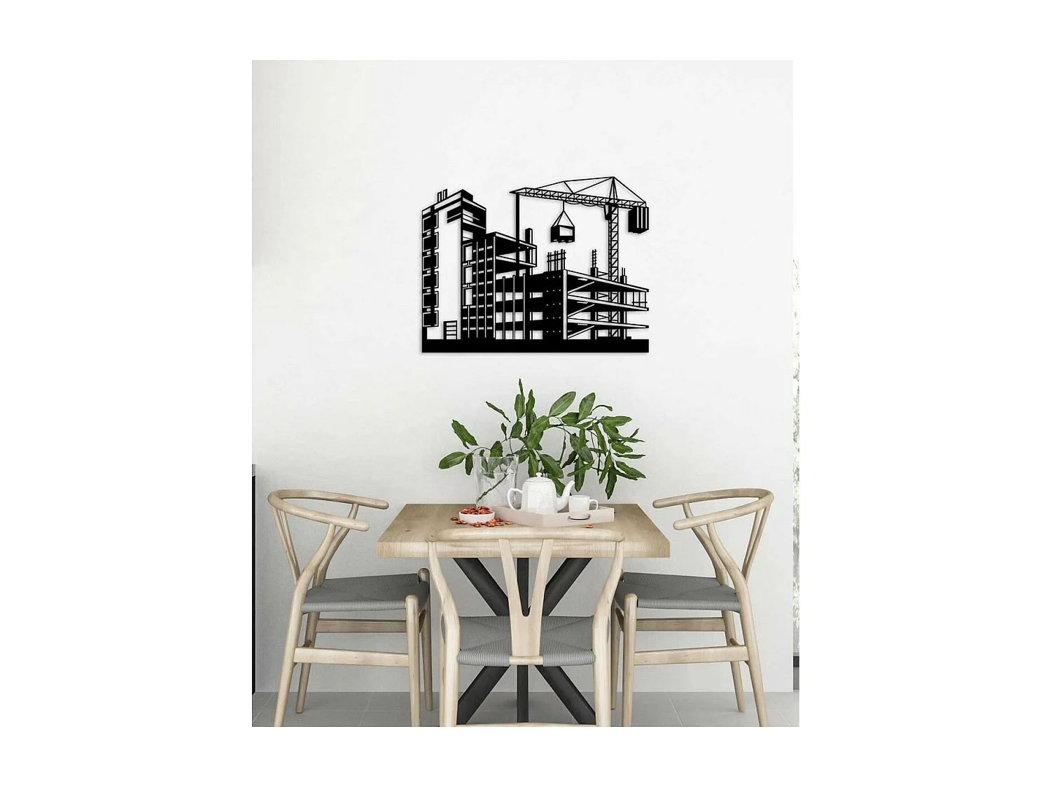 Décoration en Métal Constructions, Noir, 60x0,15x47 cm, EPIKASA