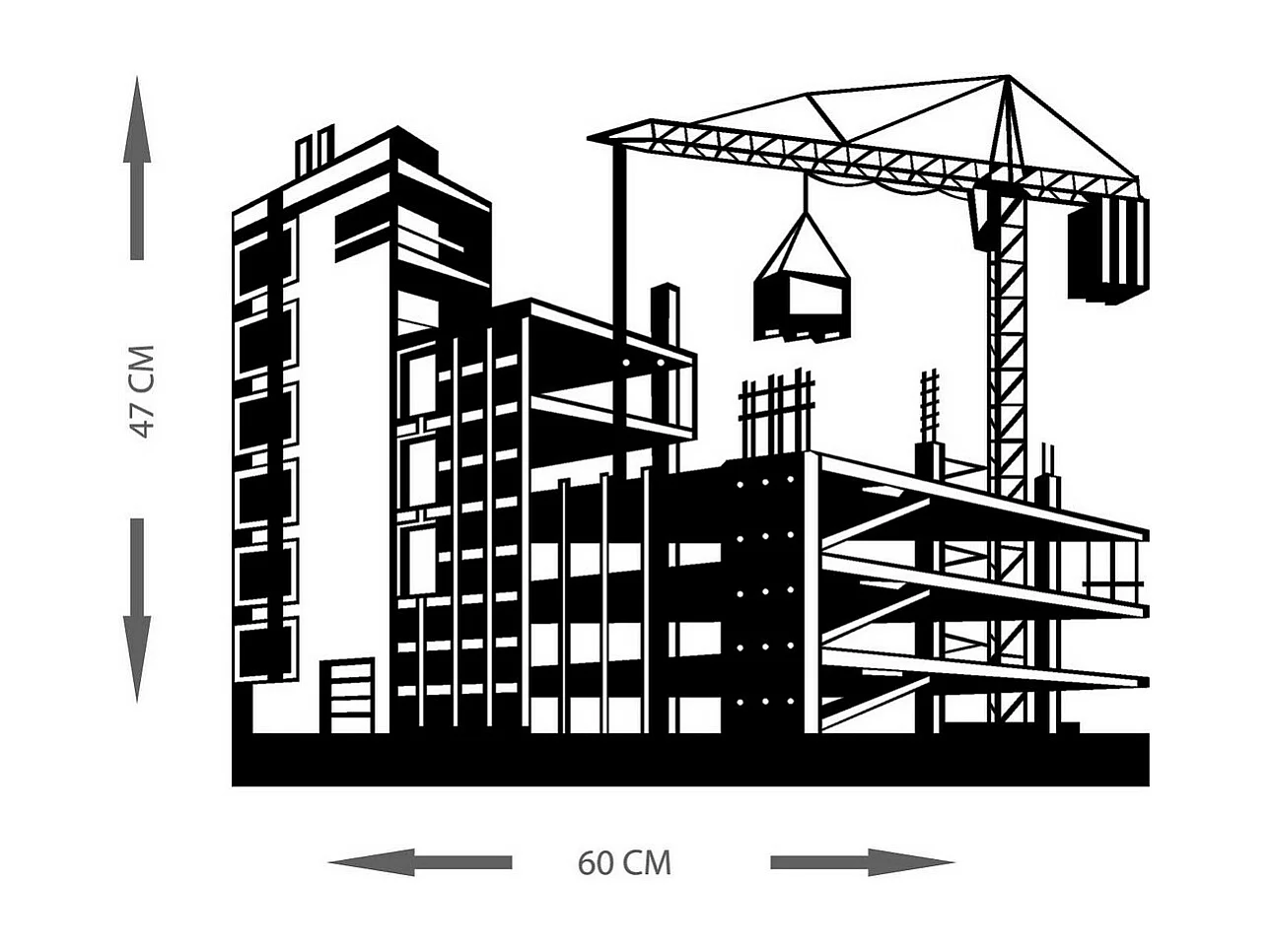 Décoration en Métal Constructions, Noir, 60x0,15x47 cm, EPIKASA