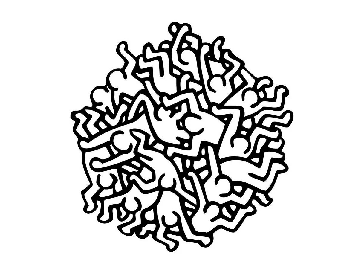 Décoration en Métal Keith Haring, Noir, 60x0,15x62 cm cm, EPIKASA