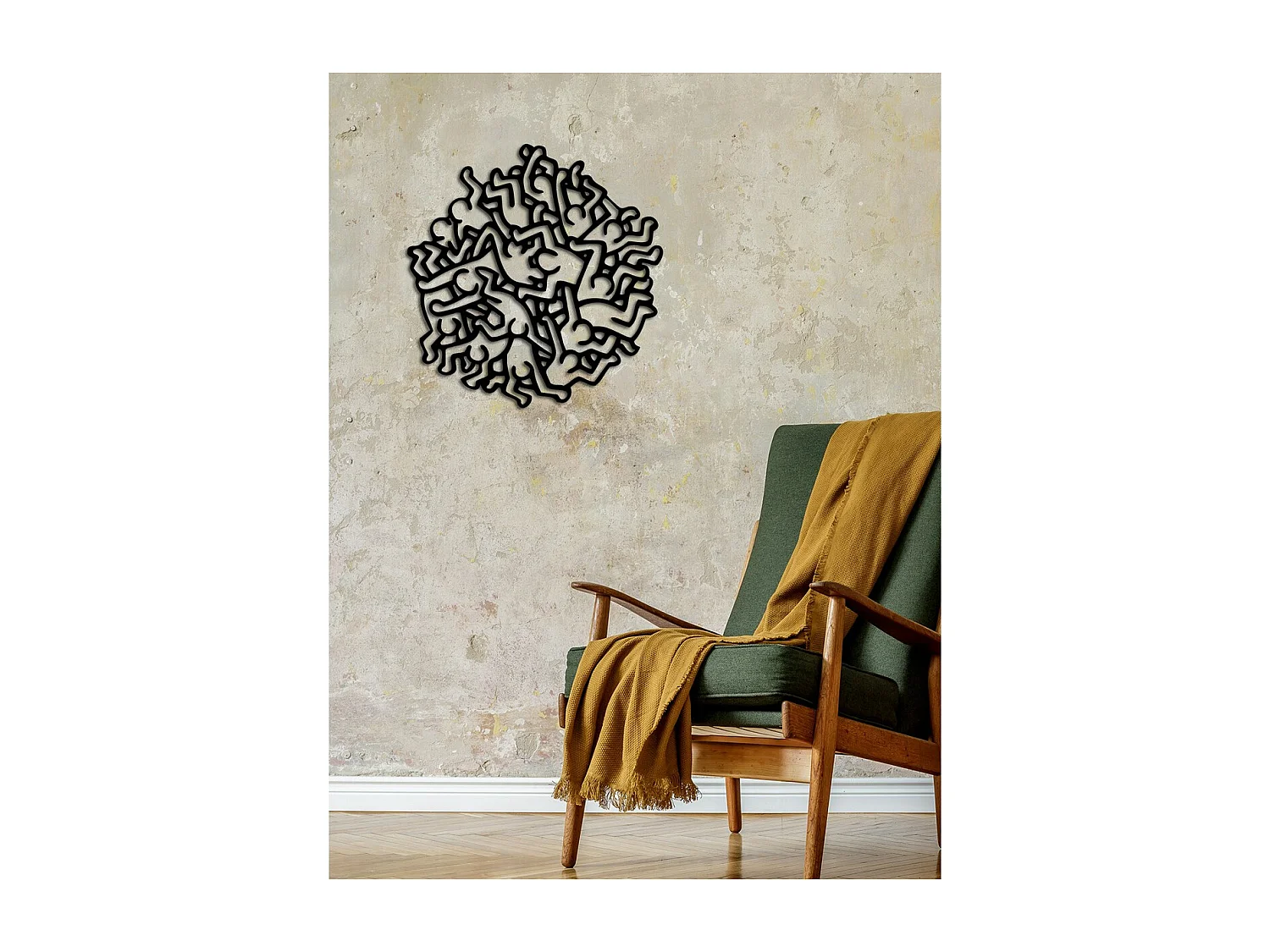 Décoration en Métal Keith Haring, Noir, 60x0,15x62 cm cm, EPIKASA