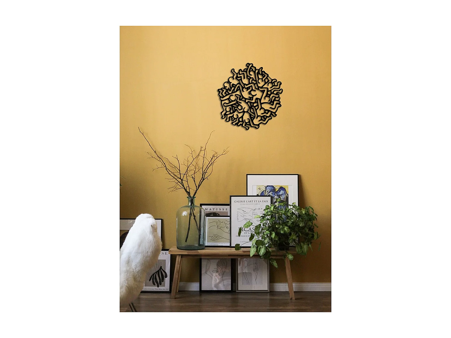 Décoration en Métal Keith Haring, Noir, 60x0,15x62 cm cm, EPIKASA