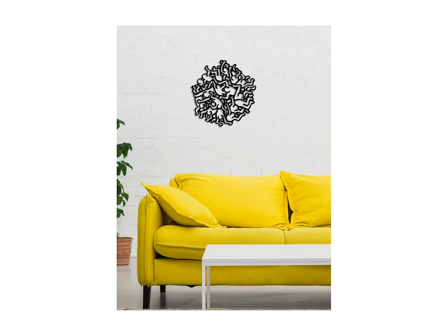 Décoration en Métal Keith Haring, Noir, 60x0,15x62 cm cm, EPIKASA