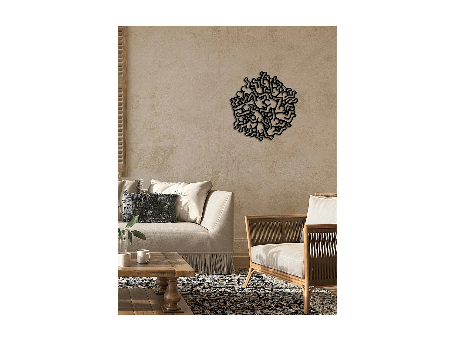 Décoration en Métal Keith Haring, Noir, 60x0,15x62 cm cm, EPIKASA