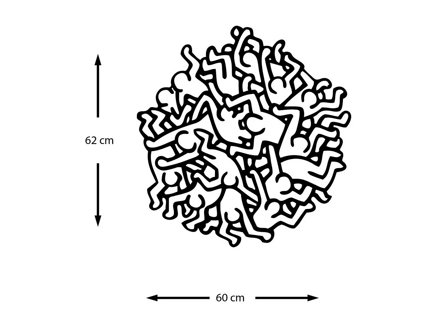 Décoration en Métal Keith Haring, Noir, 60x0,15x62 cm cm, EPIKASA