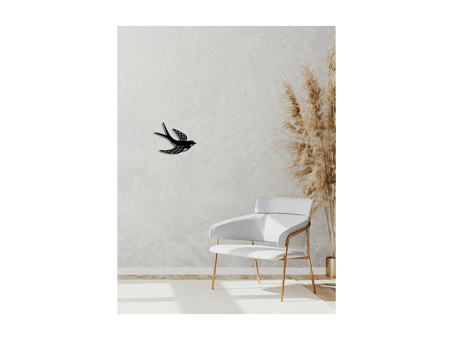 Décoration en Métal Hirondelle 1, Noir, 30x0,15x22 cm, EPIKASA