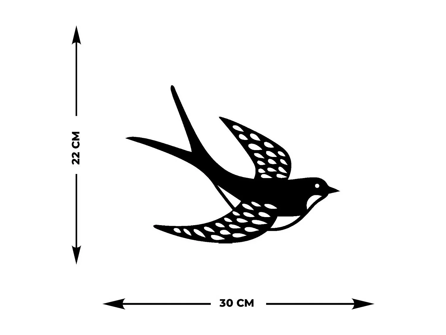 Décoration en Métal Hirondelle 1, Noir, 30x0,15x22 cm, EPIKASA