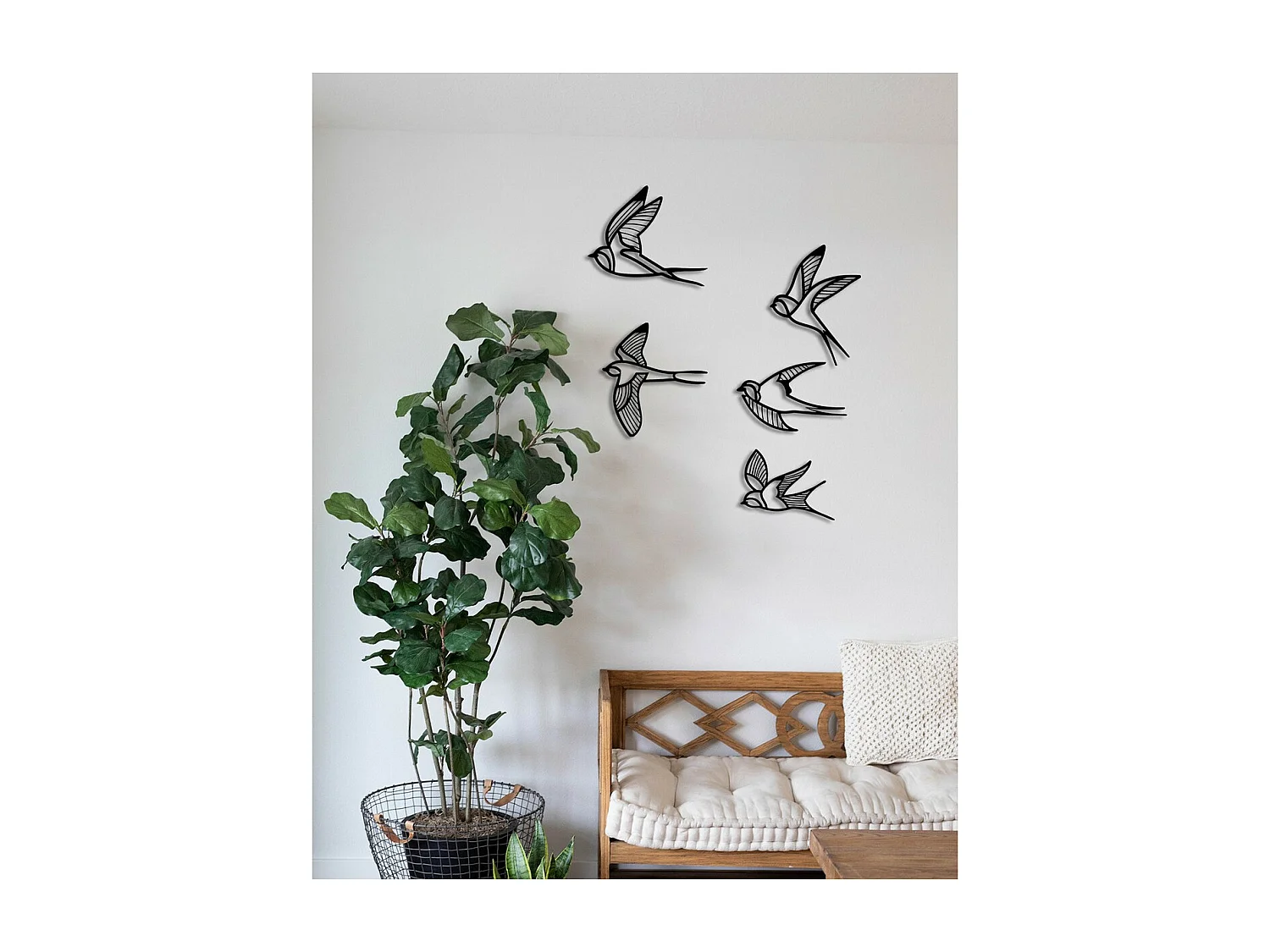 Décoration en Métal Hirondelles 2, Noir, 155x0,15x43 cm, EPIKASA