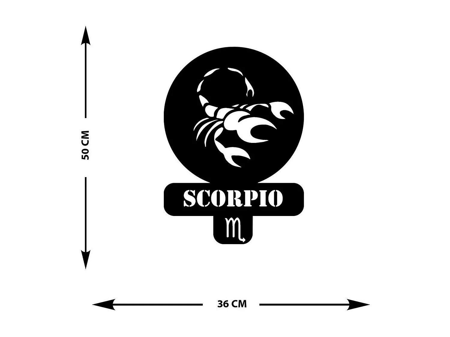 Décoration en Métal Horoscope Scorpion 3, Noir, 36x0,15x50 cm, EPIKASA