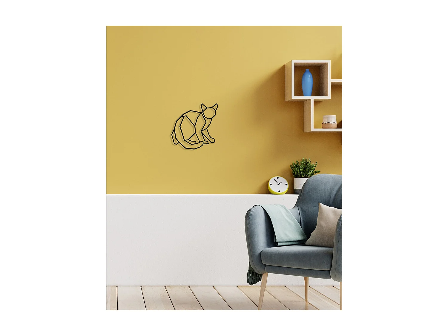 Decorazione in Metallo Gatto 57, Nero, 40x0,15x40 cm cm, EPIKASA