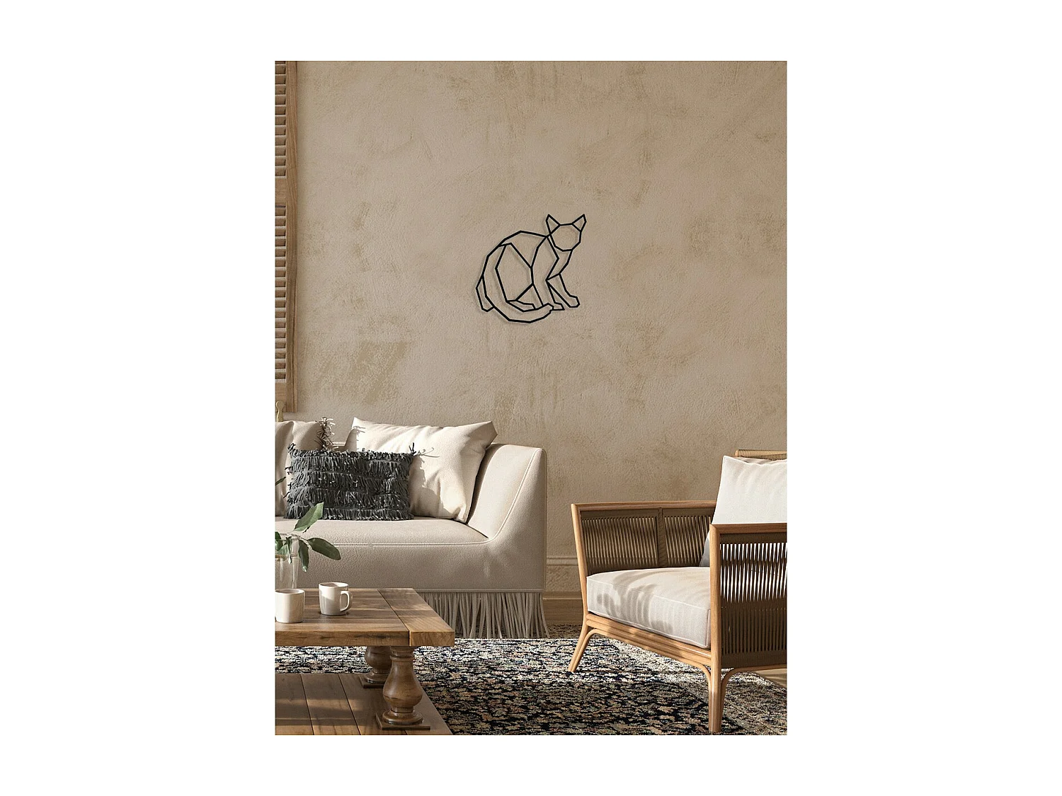 Decorazione in Metallo Gatto 57, Nero, 40x0,15x40 cm cm, EPIKASA