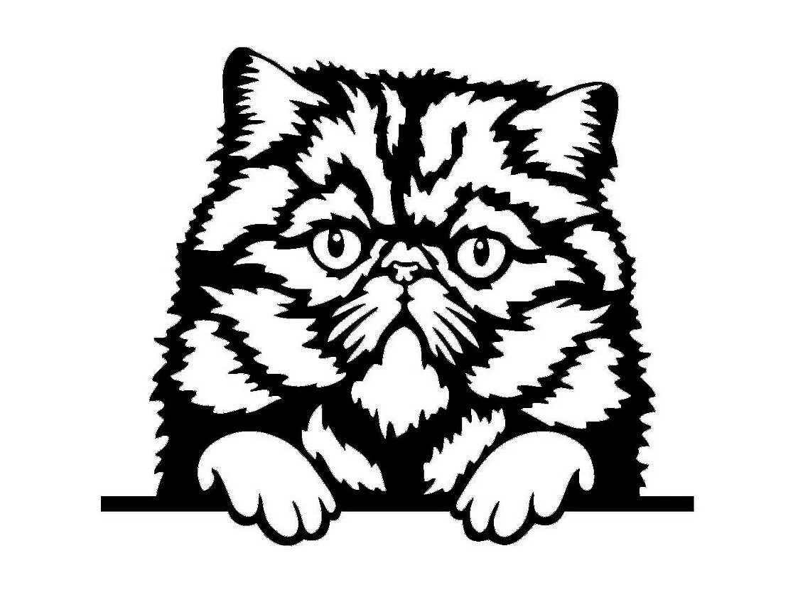 Décoration en Métal Chat 7, Noir, 48x0,15x40 cm, EPIKASA