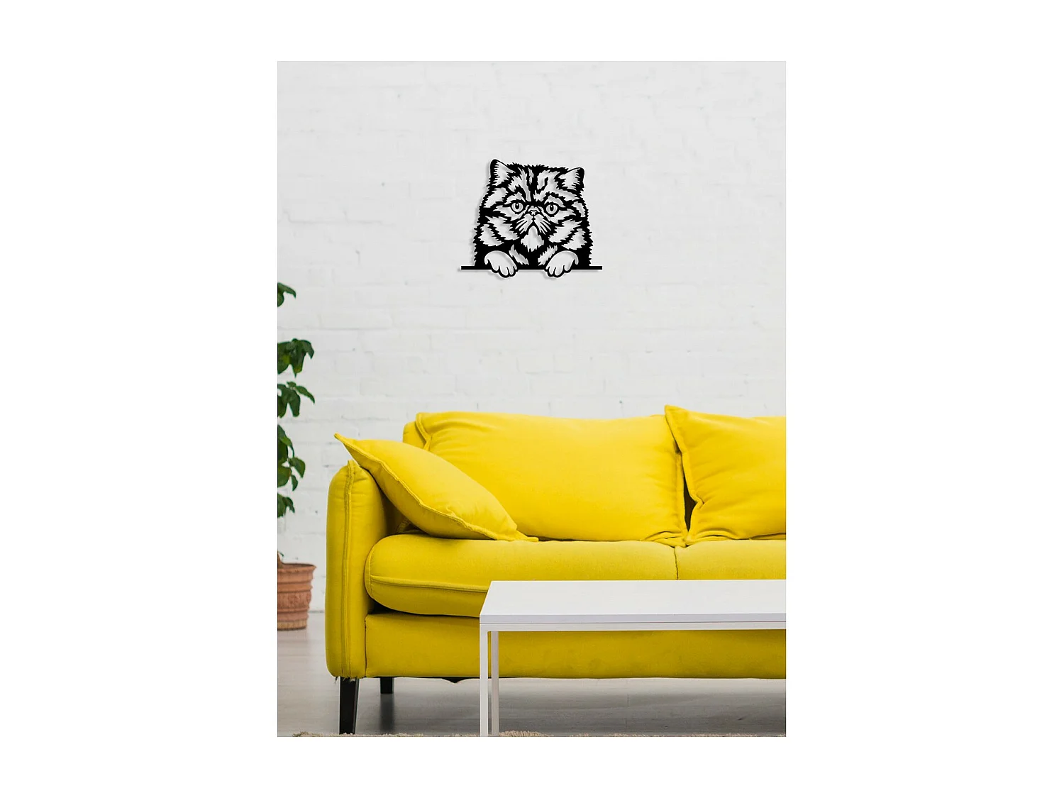 Décoration en Métal Chat 7, Noir, 48x0,15x40 cm, EPIKASA