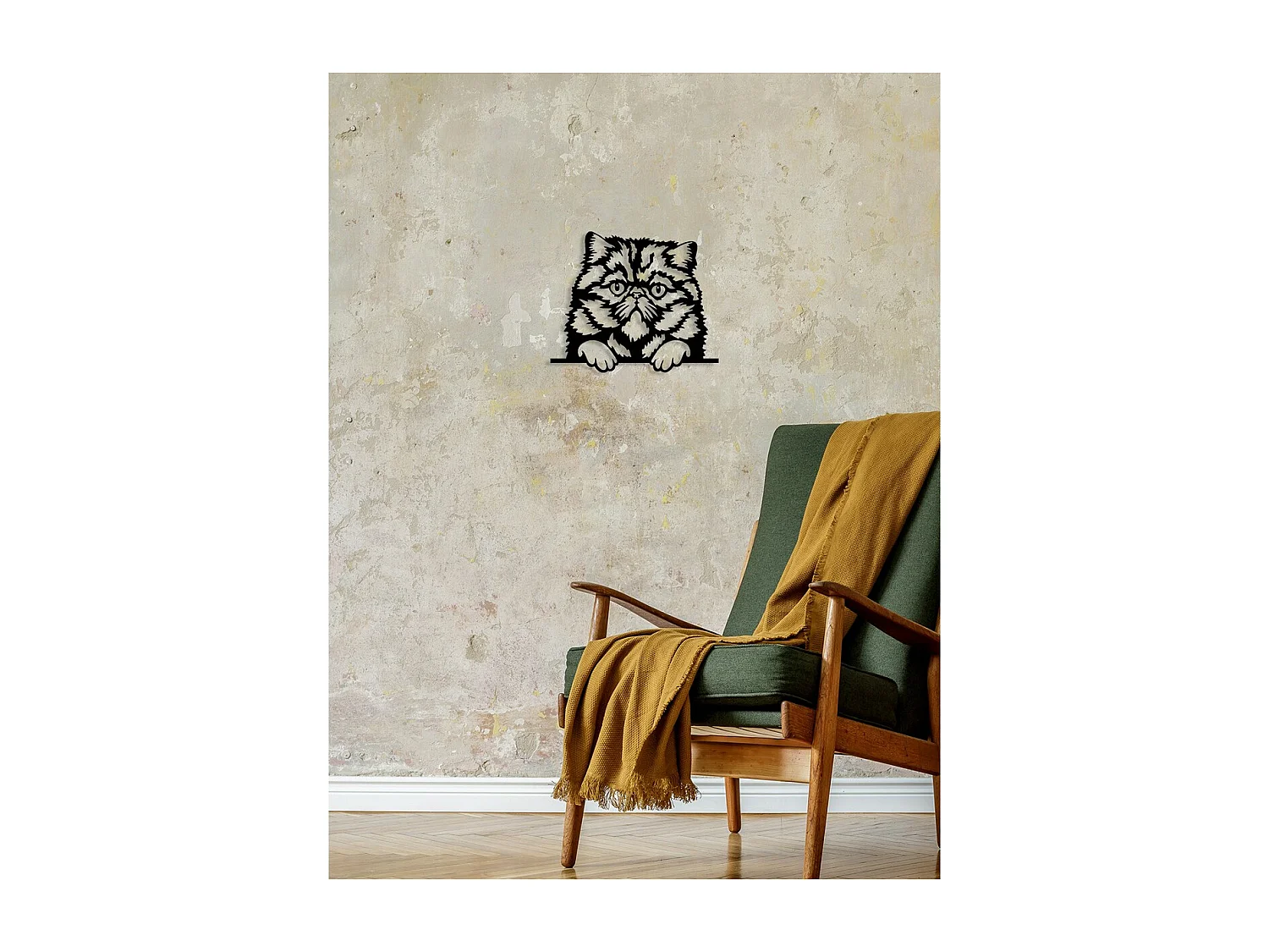 Décoration en Métal Chat 7, Noir, 48x0,15x40 cm, EPIKASA