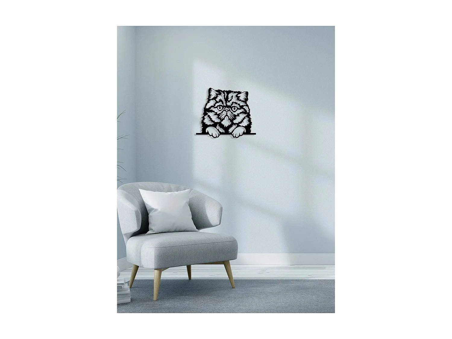 Décoration en Métal Chat 7, Noir, 48x0,15x40 cm, EPIKASA