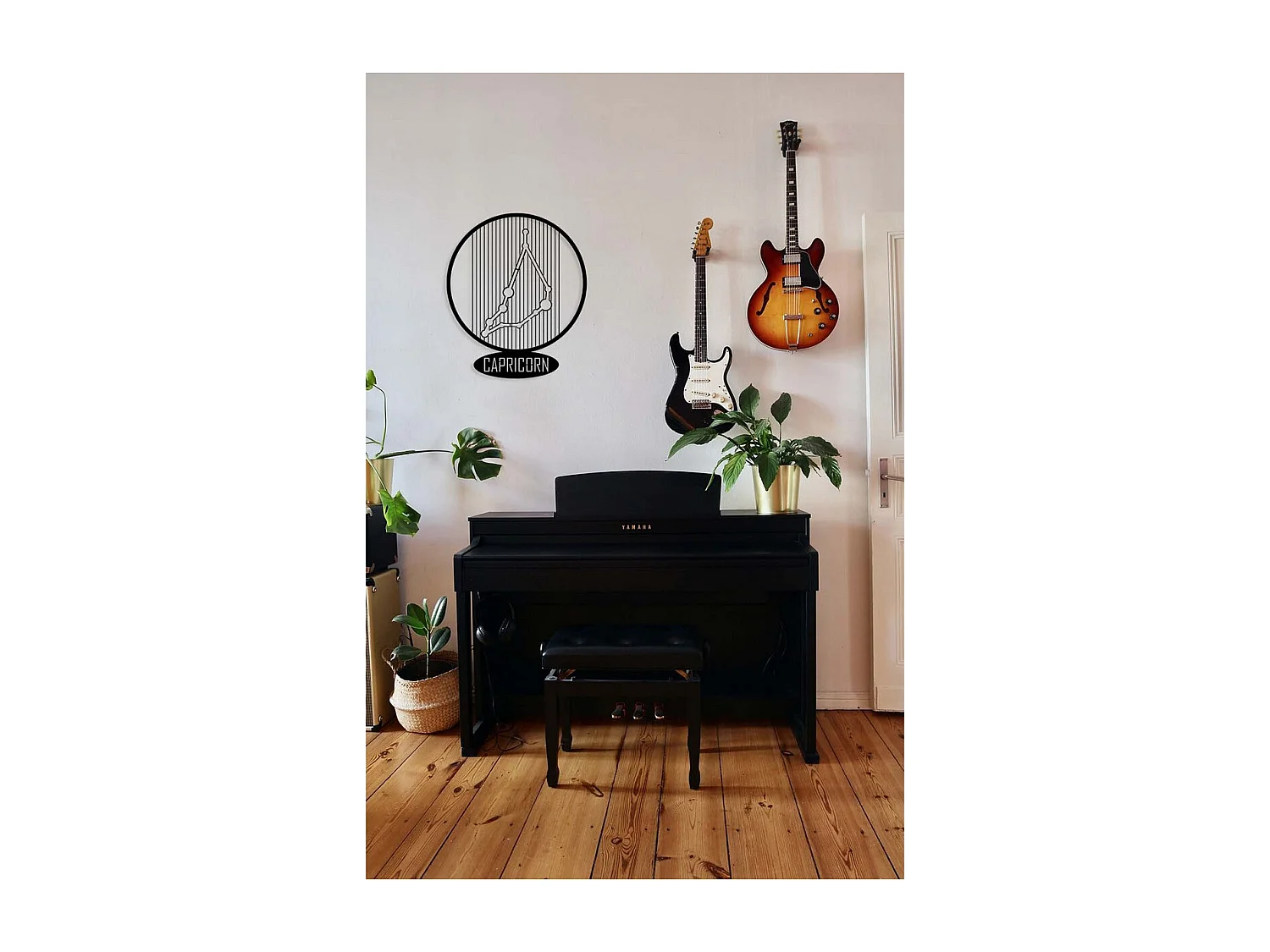 Decorazione in Metallo Oroscopo Capricorno 6, Nero, 38x0,15x45 cm, EPIKASA