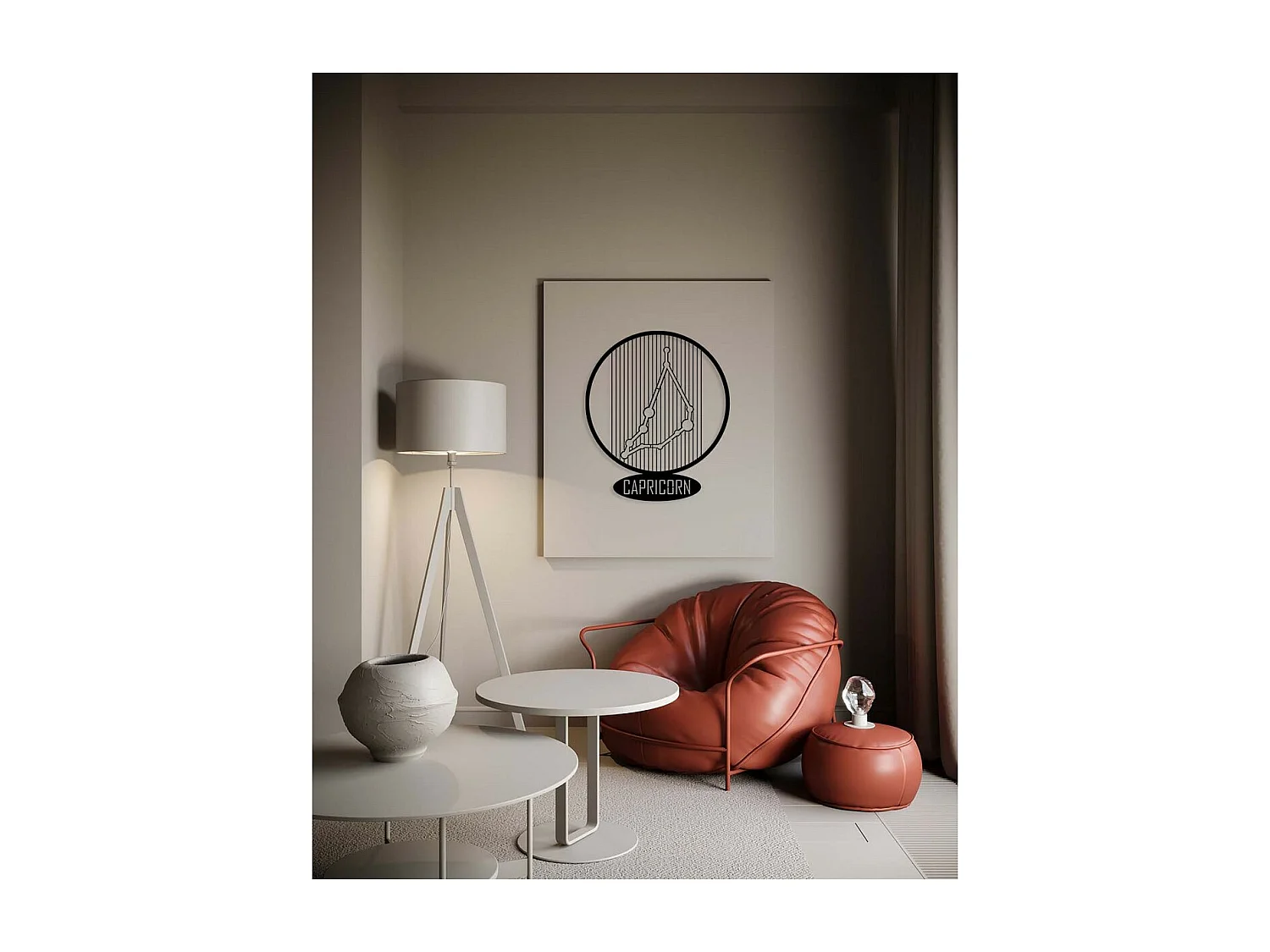 Decorazione in Metallo Oroscopo Capricorno 6, Nero, 38x0,15x45 cm, EPIKASA