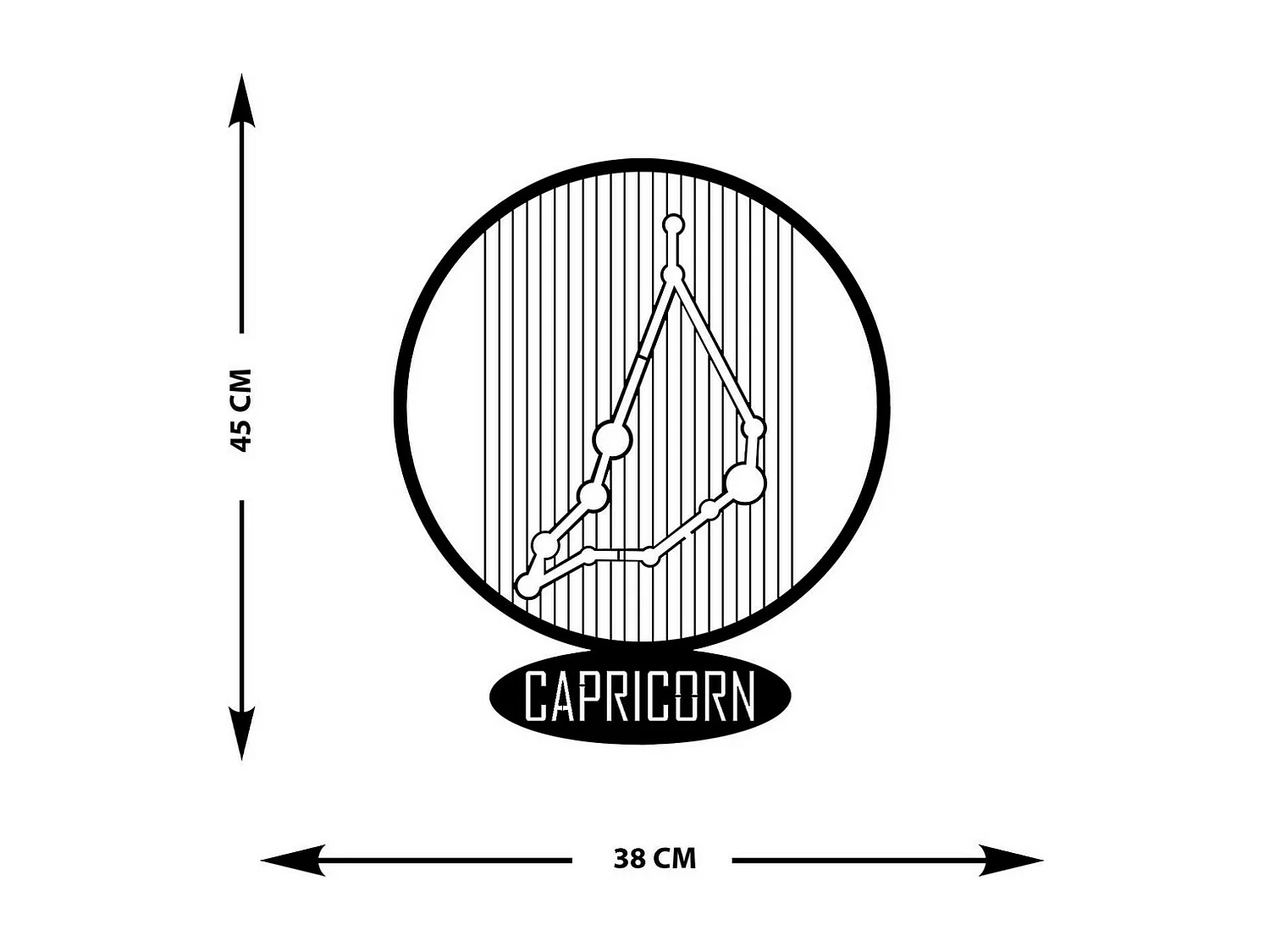 Decorazione in Metallo Oroscopo Capricorno 6, Nero, 38x0,15x45 cm, EPIKASA
