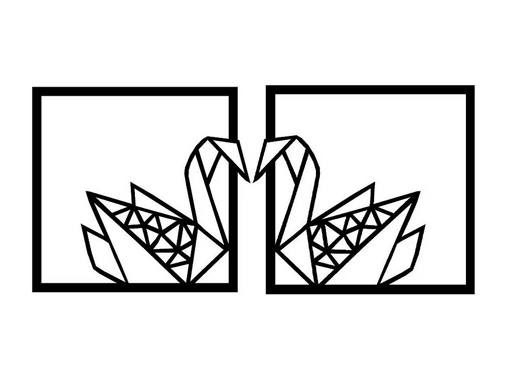 Metalen Decoratie Zwanen, Zwart, 84x0,15x40 cm, EPIKASA