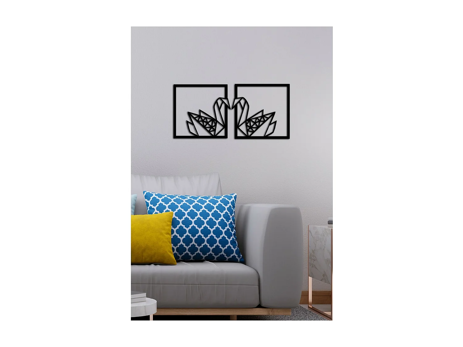 Metalen Decoratie Zwanen, Zwart, 84x0,15x40 cm, EPIKASA