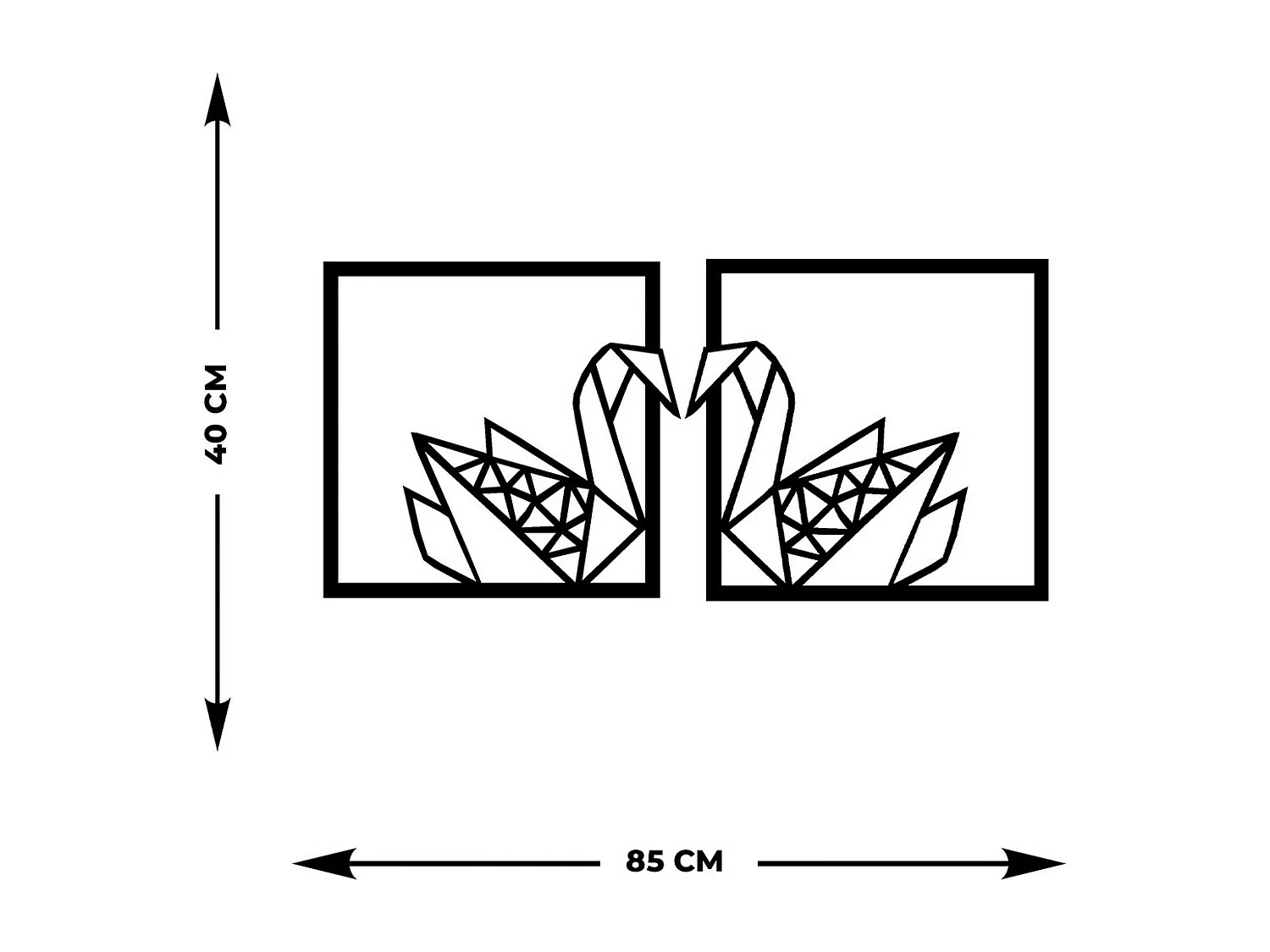 Metalen Decoratie Zwanen, Zwart, 84x0,15x40 cm, EPIKASA