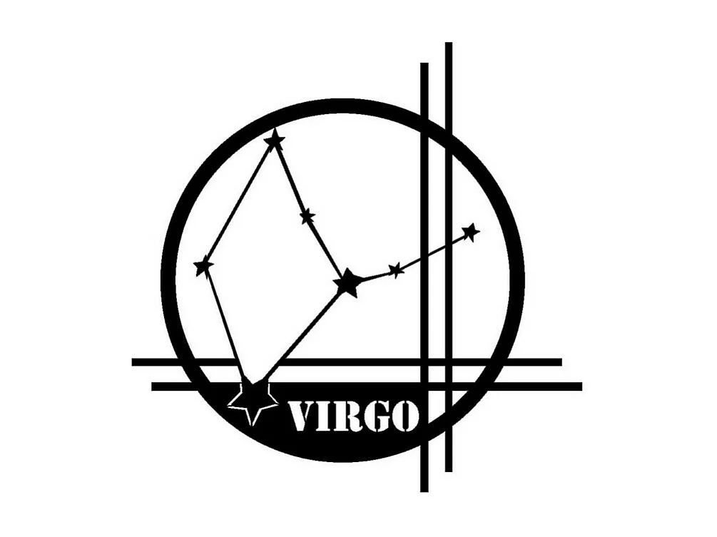 Décoration en Métal Horoscope Vierge 9, Noir, 40x0,15x40 cm cm, EPIKASA