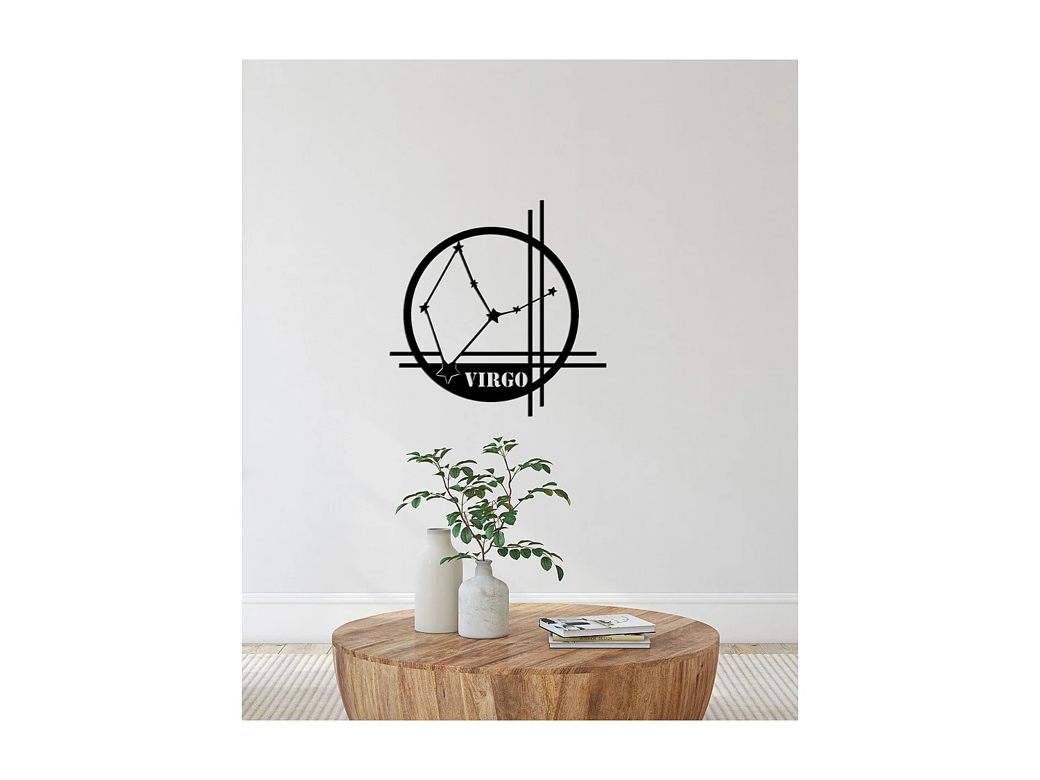 Décoration en Métal Horoscope Vierge 9, Noir, 40x0,15x40 cm cm, EPIKASA