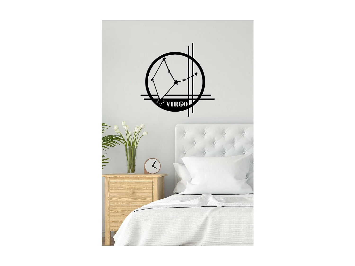 Décoration en Métal Horoscope Vierge 9, Noir, 40x0,15x40 cm cm, EPIKASA