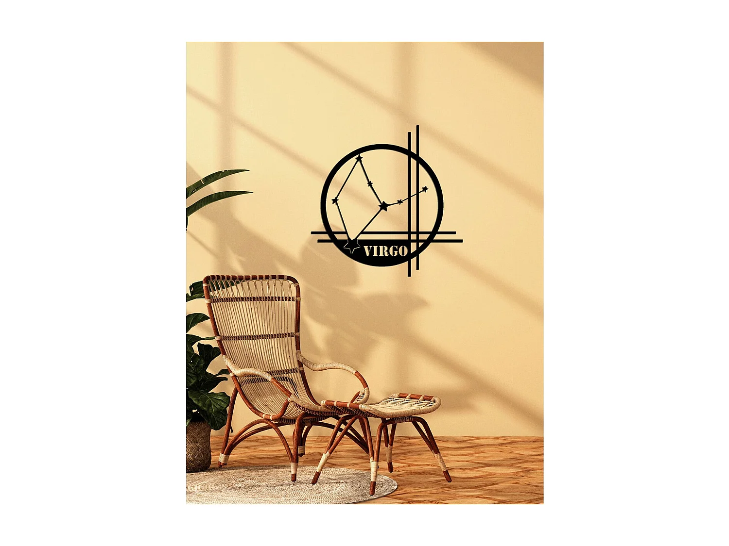 Décoration en Métal Horoscope Vierge 9, Noir, 40x0,15x40 cm cm, EPIKASA