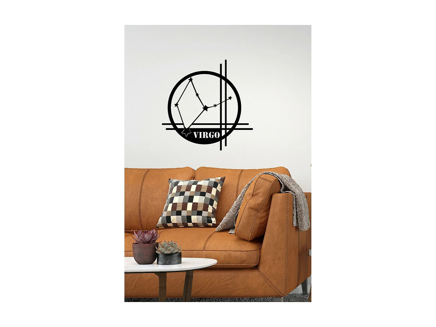 Décoration en Métal Horoscope Vierge 9, Noir, 40x0,15x40 cm cm, EPIKASA