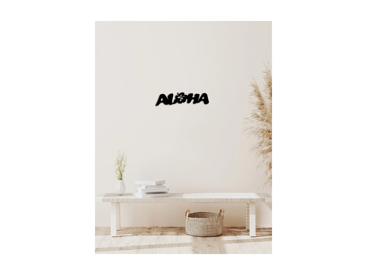 Décoration en Métal Aloha 1, Noir, 50x0,15x15 cm cm, EPIKASA