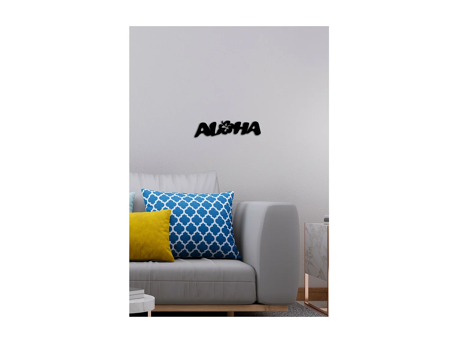 Décoration en Métal Aloha 1, Noir, 50x0,15x15 cm cm, EPIKASA