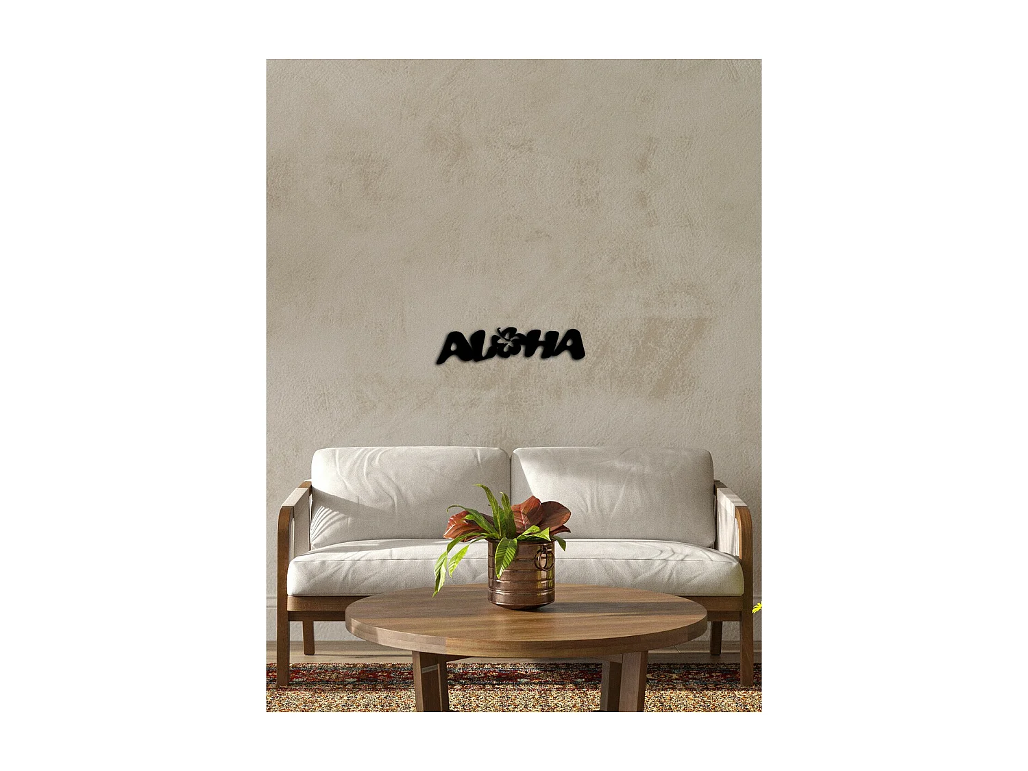 Décoration en Métal Aloha 1, Noir, 50x0,15x15 cm cm, EPIKASA