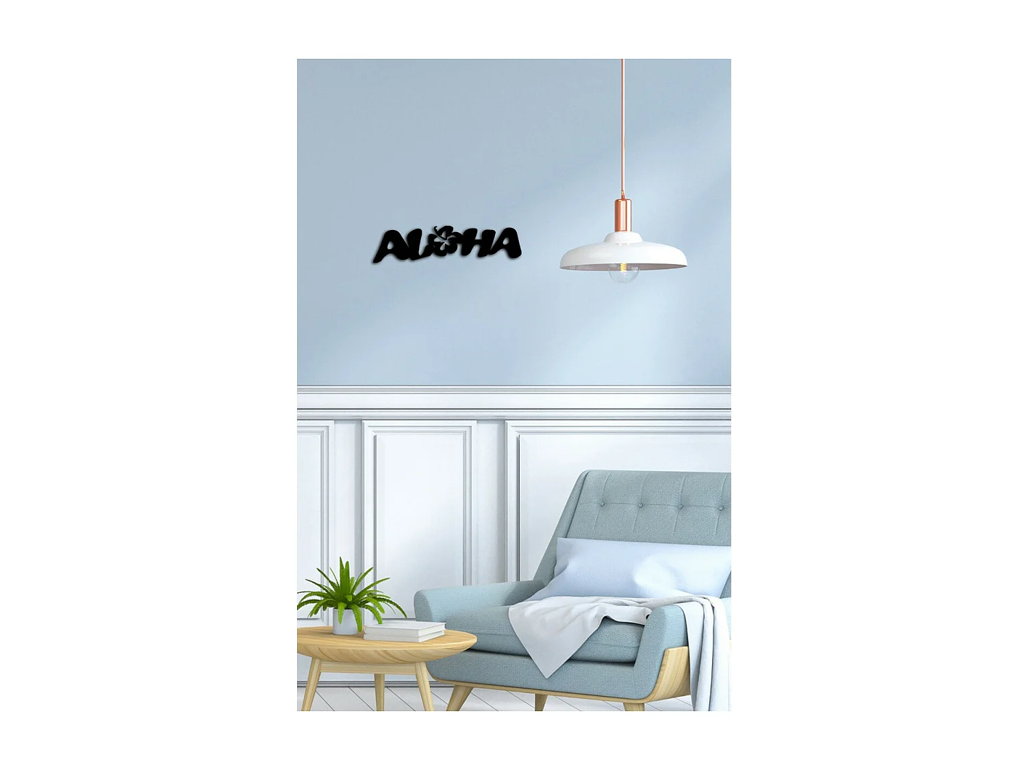 Décoration en Métal Aloha 1, Noir, 50x0,15x15 cm cm, EPIKASA