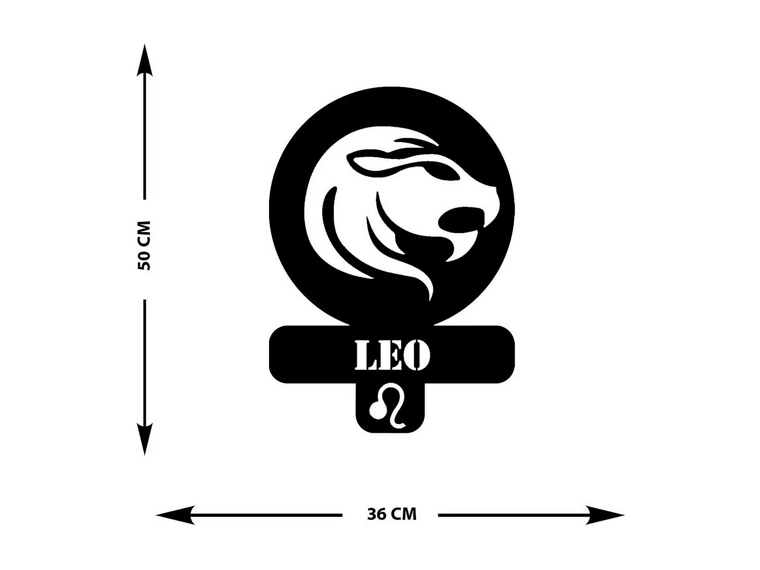 Decoração em Metal Horóscopo do Leão 3, Preto, 36x0,15x50 cm, EPIKASA