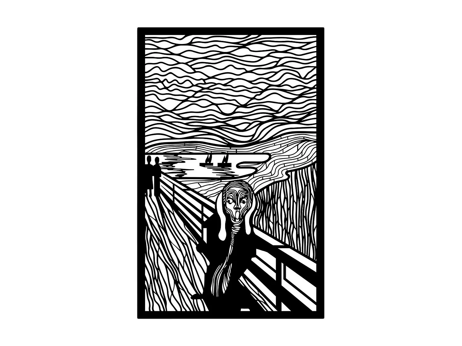 Decoração em Metal O grito de Munch, Preto, 51x0,15x78 cm, EPIKASA