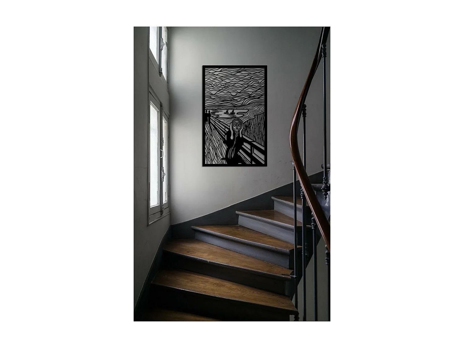 Decoração em Metal O grito de Munch, Preto, 51x0,15x78 cm, EPIKASA