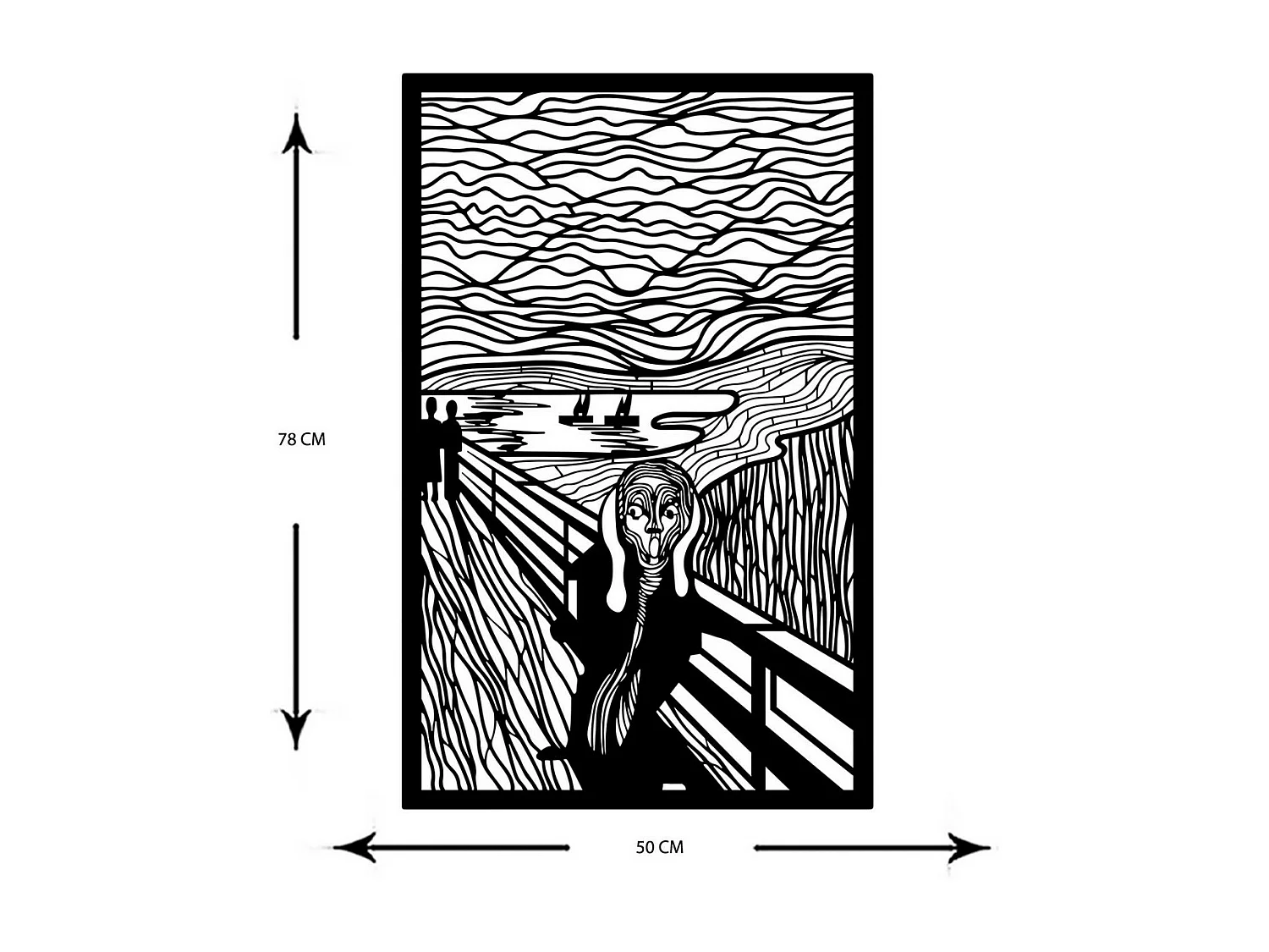 Decoração em Metal O grito de Munch, Preto, 51x0,15x78 cm, EPIKASA