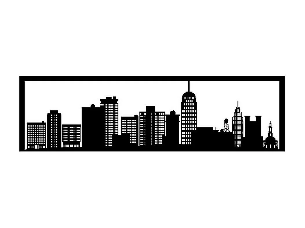Decoração em Metal Skyline 1, Preto, 100x0,15x30 cm, EPIKASA