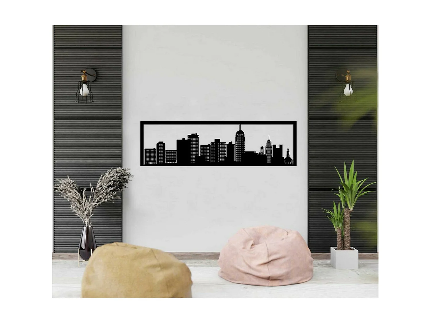 Decoração em Metal Skyline 1, Preto, 100x0,15x30 cm, EPIKASA