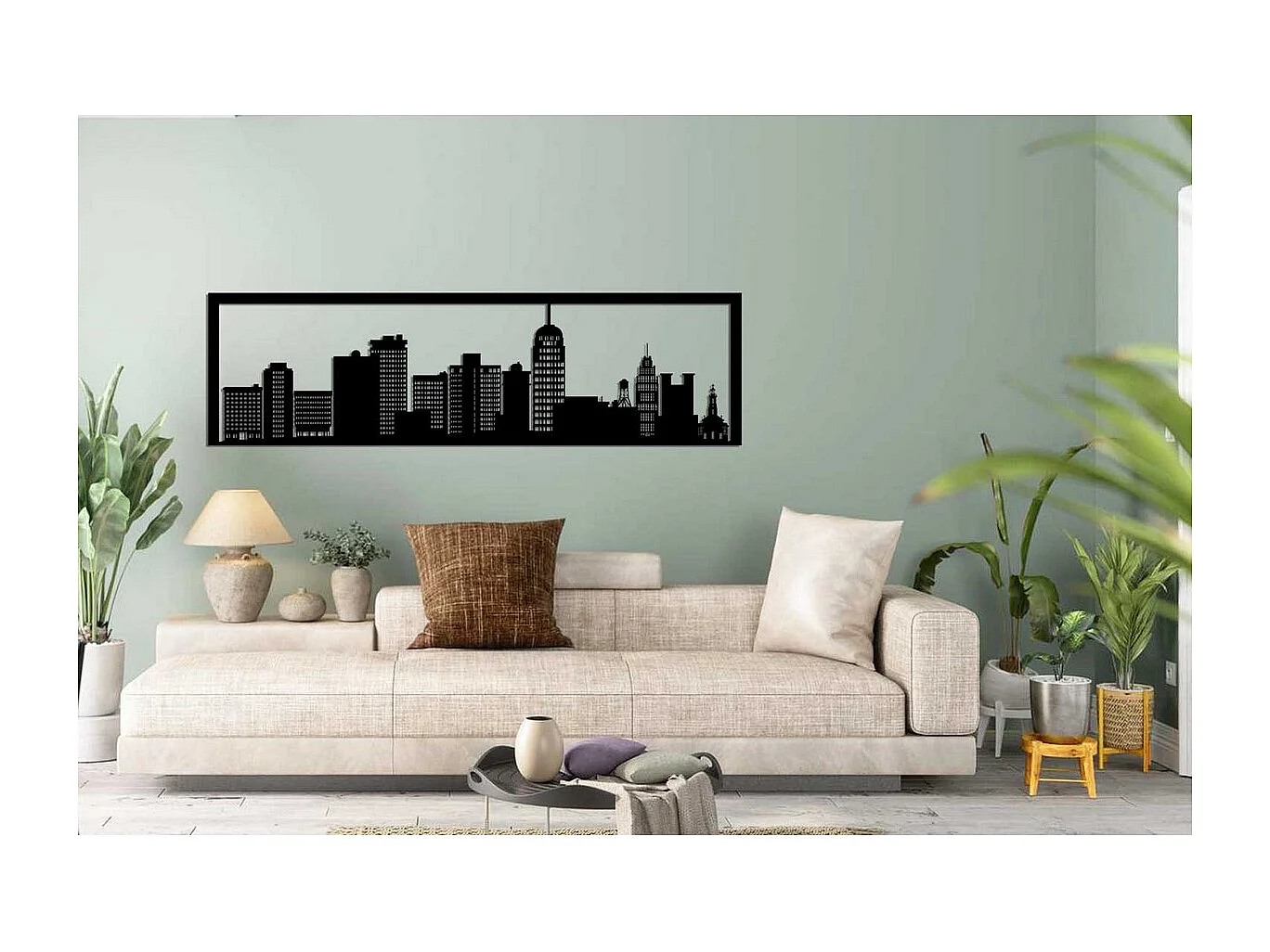 Decoração em Metal Skyline 1, Preto, 100x0,15x30 cm, EPIKASA