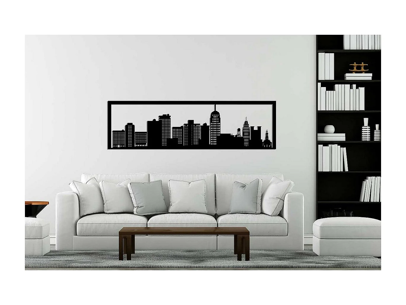 Decoração em Metal Skyline 1, Preto, 100x0,15x30 cm, EPIKASA