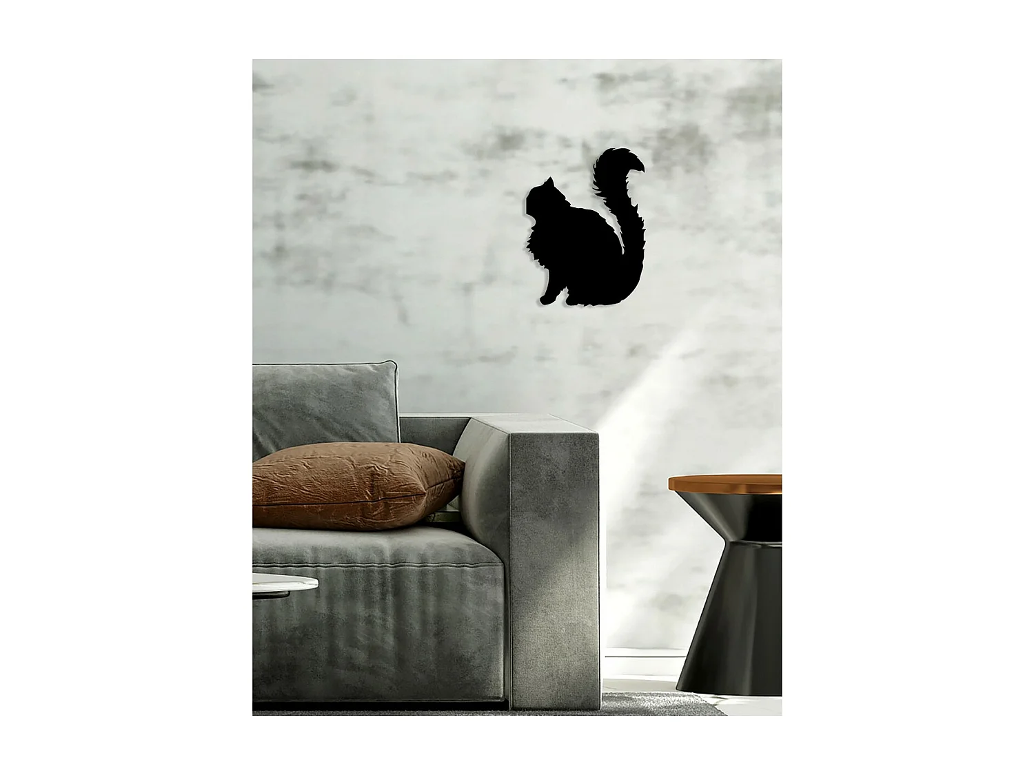 Décoration en Métal Chat 128, Noir, 40x0,15x51 cm, EPIKASA