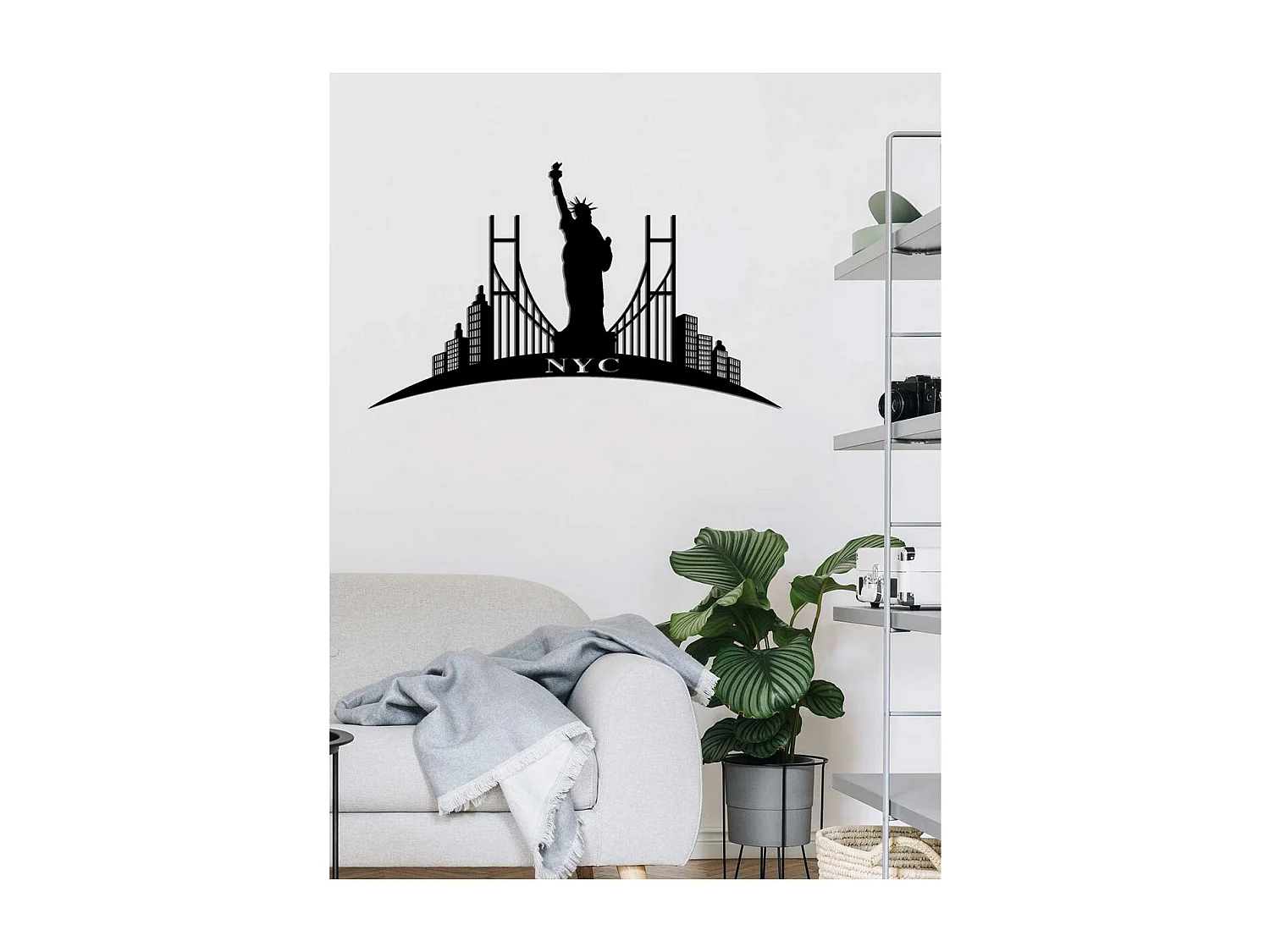 Décoration en Métal New York 4, Noir, 67x0,15x40 cm, EPIKASA