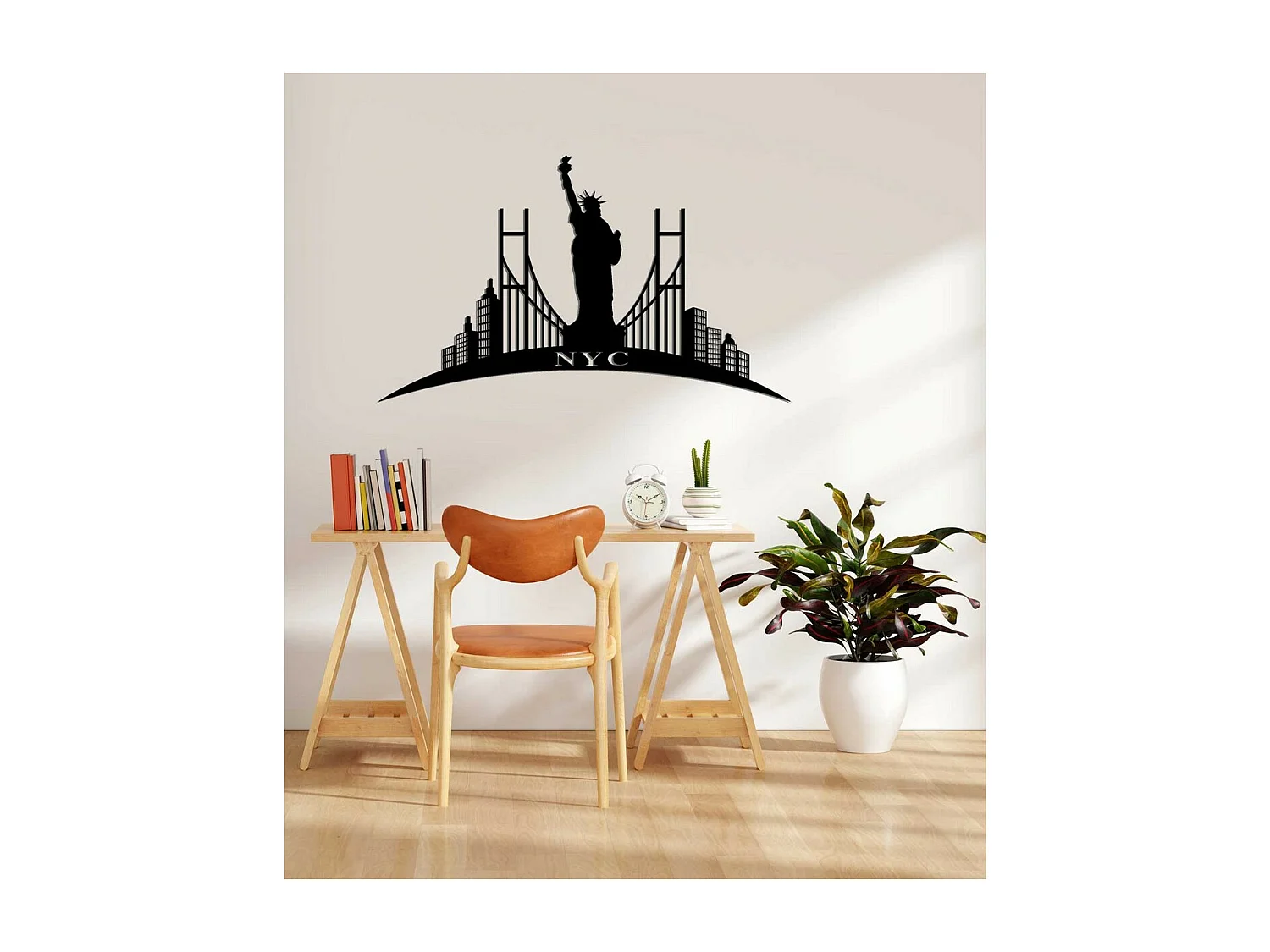 Décoration en Métal New York 4, Noir, 67x0,15x40 cm, EPIKASA