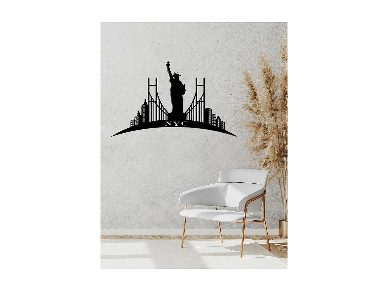 Décoration en Métal New York 4, Noir, 67x0,15x40 cm, EPIKASA