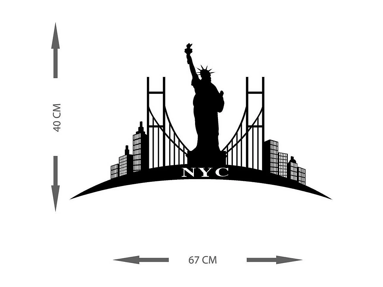 Décoration en Métal New York 4, Noir, 67x0,15x40 cm, EPIKASA