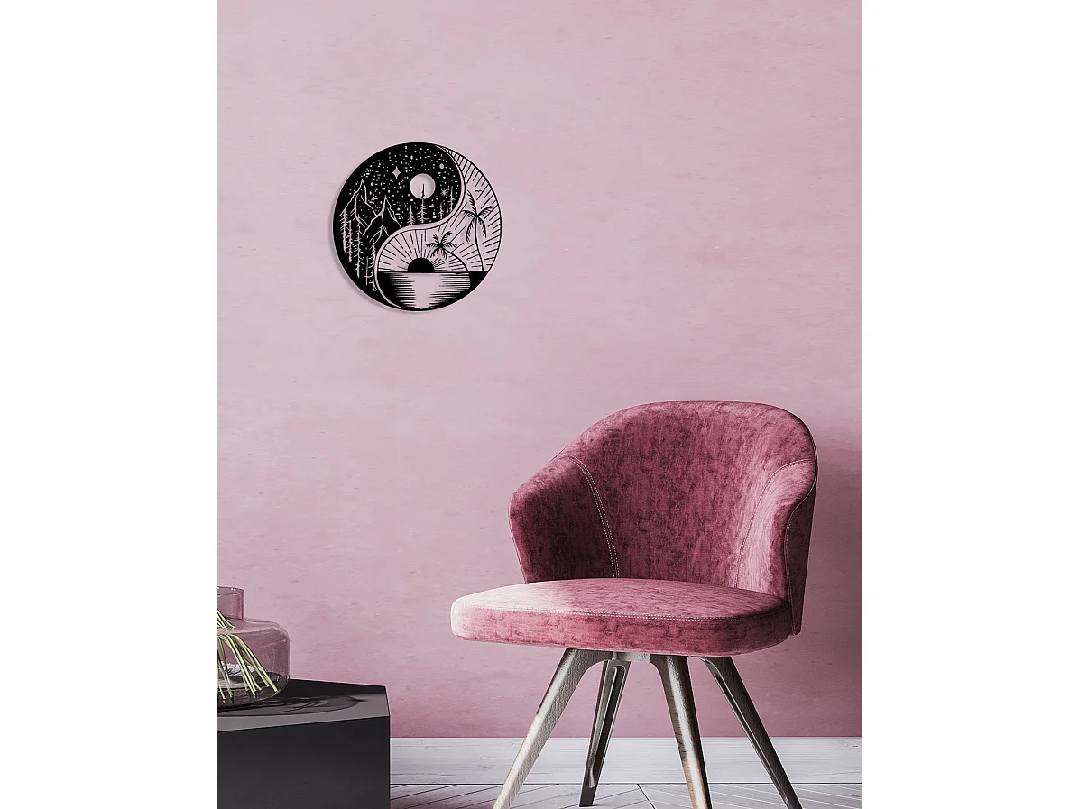 Décoration en Métal Ying Yang 1, Noir, 50x0,15x50 cm, EPIKASA