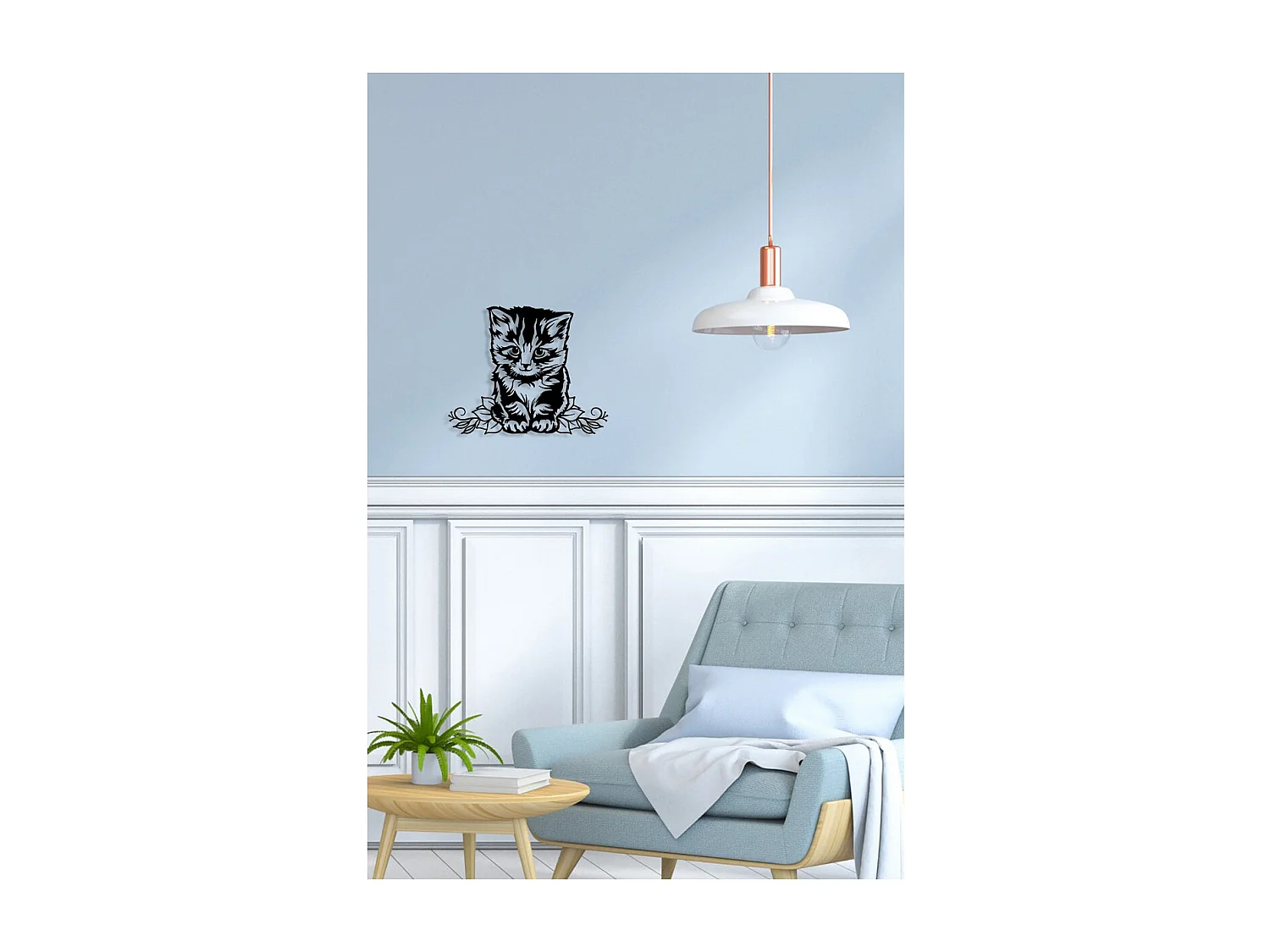 Metalen Decoratie Kat 91, Zwart, 50x0,15x40 cm, EPIKASA