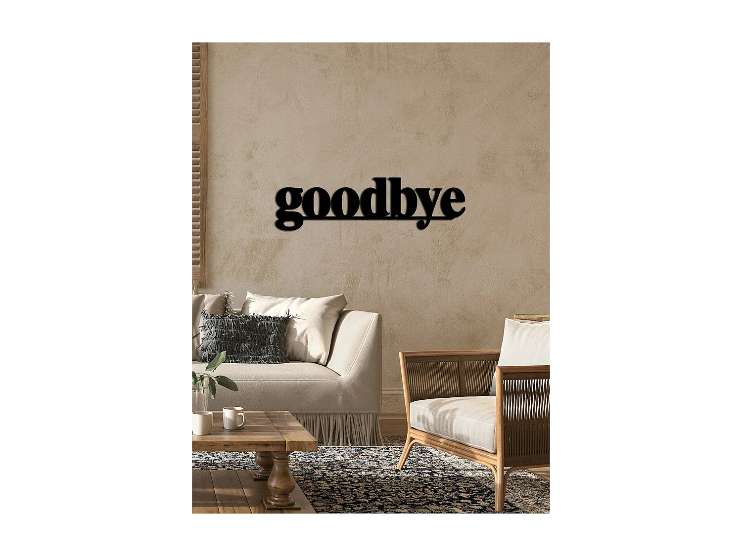 Dekoracja Metalowa Goodbye, Czarny, 89x0,15x25 cm cm, EPIKASA